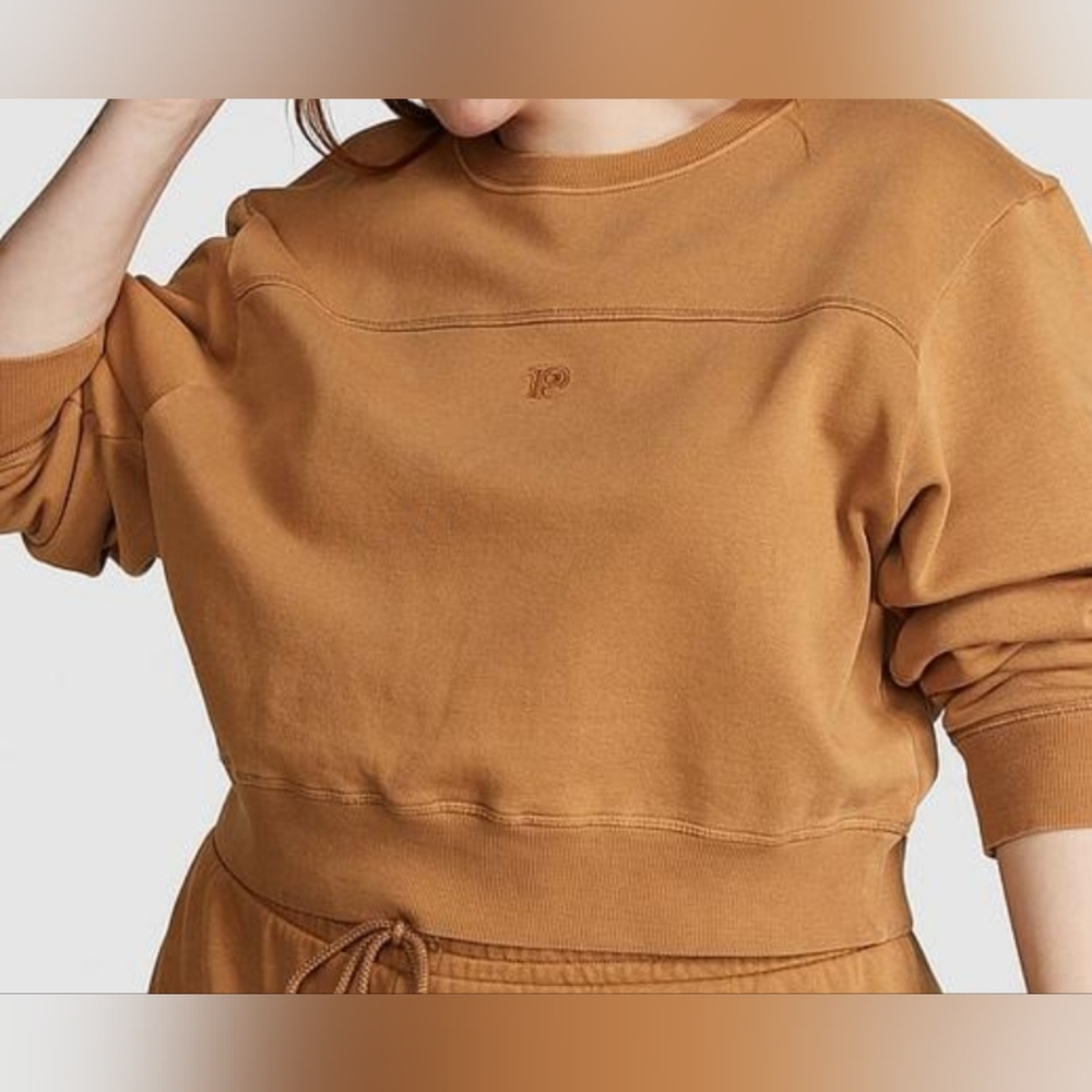 One Victoria's Secret, Ivy Fleece Yoke Seam Crew Sweatshirt Cropped